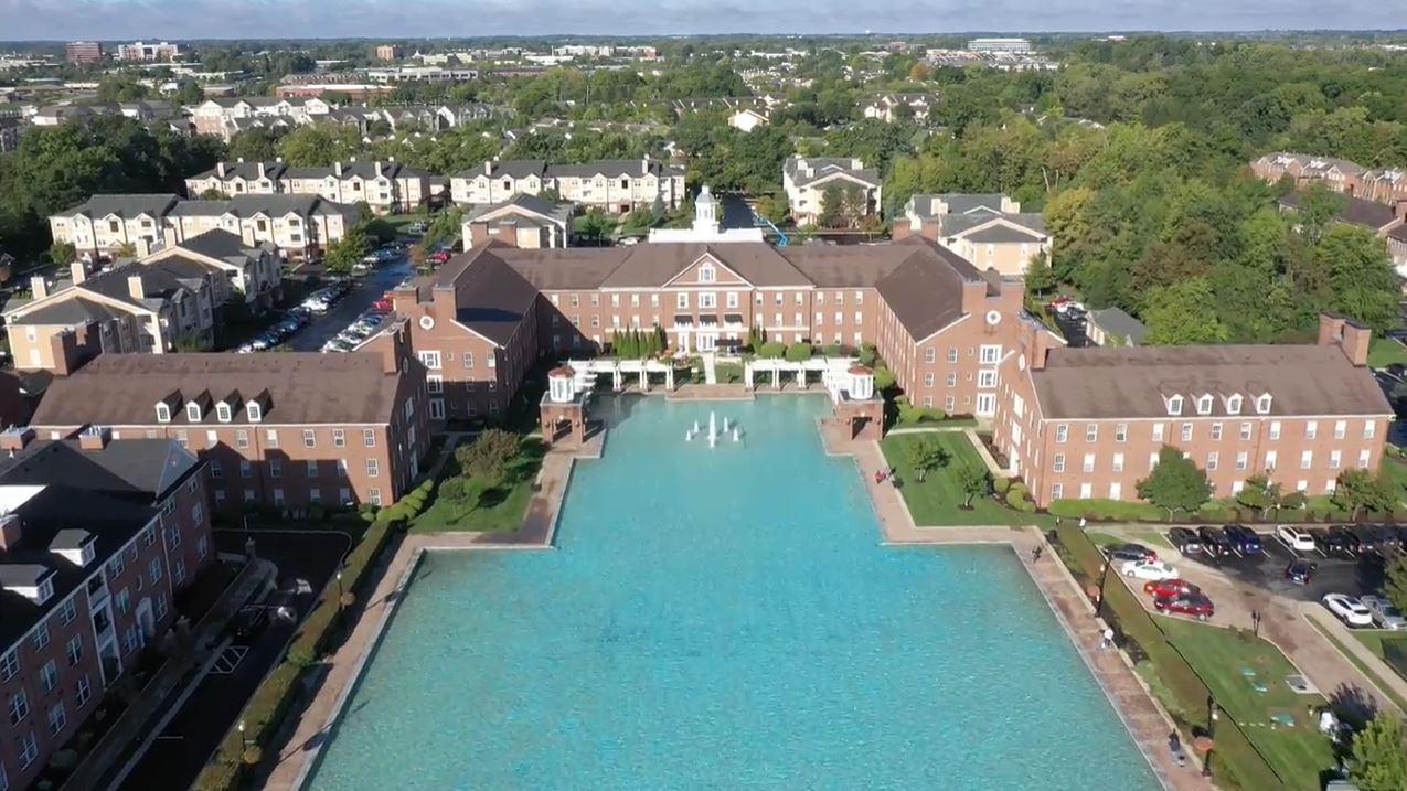 Carmel Center Apartments aerial view