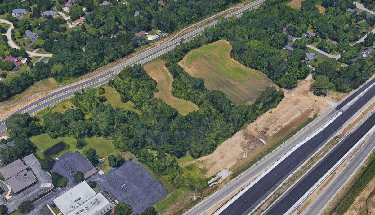 Drone image aerial view of Franciscan Orthopedic Center for Excellence area