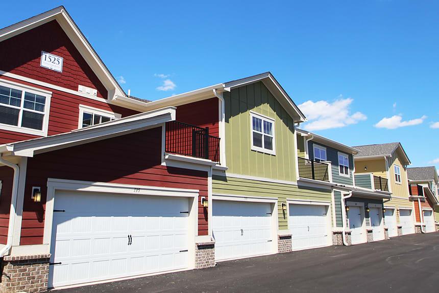 back of homes, garages