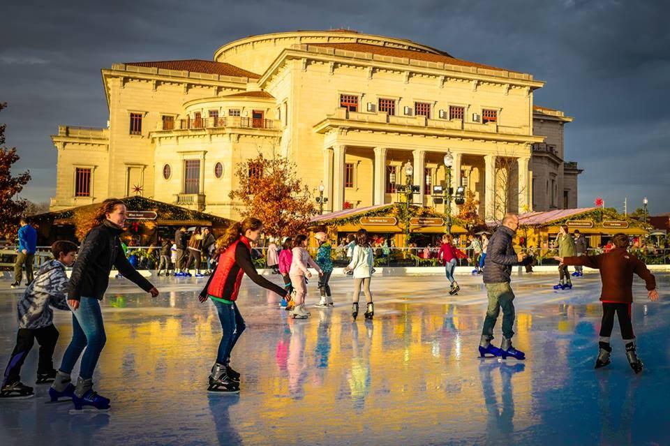 after photo of people ice skating